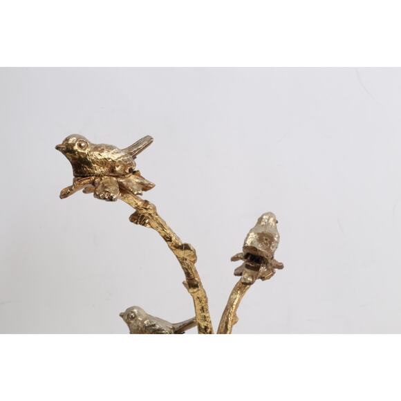 Vintage Gold Cast Iron Bird Clip Sculpture Art Decor Birds on Branches Heavy - Picture 12 of 16